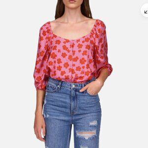 Sanctuary Top - Daily Button-front Blouse In Cherry Kiss